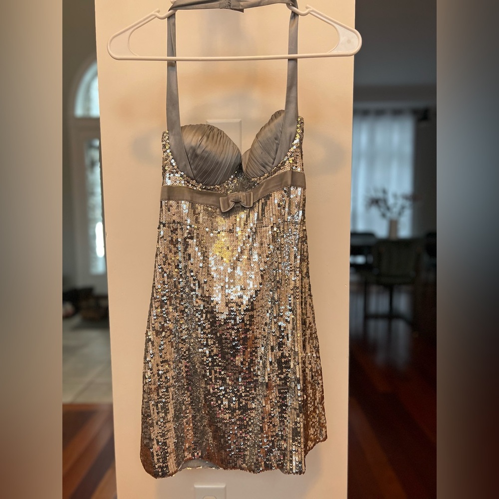 Silver Marciano sequin dress.  Excellent condition (XS)